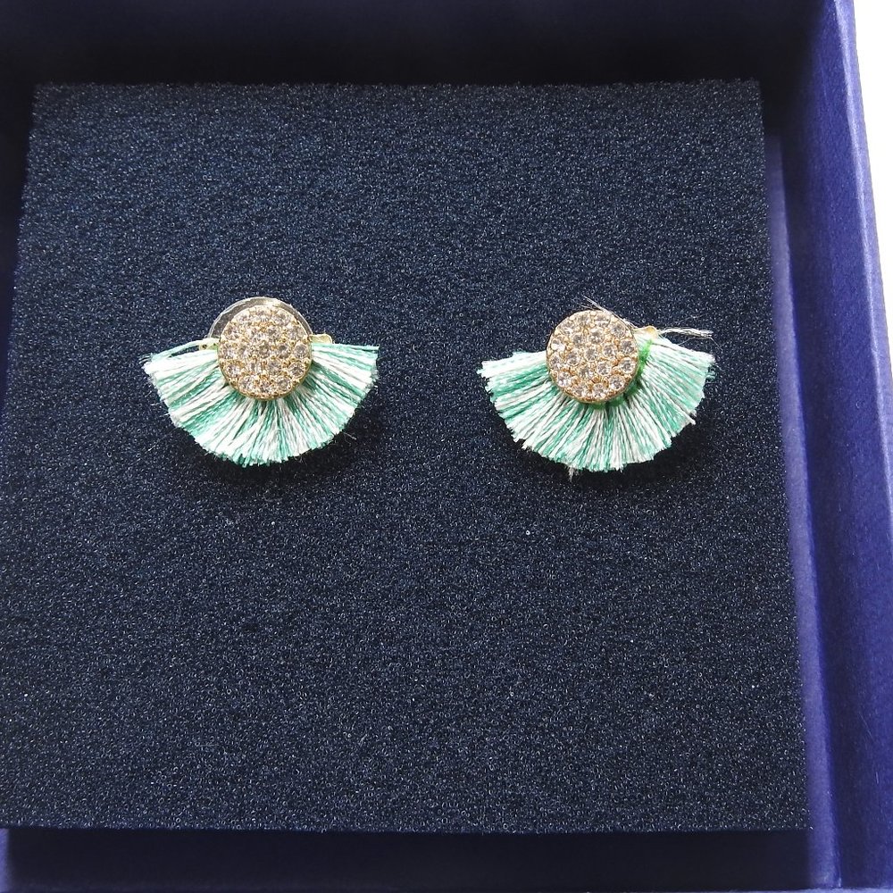 Green/gold Bohemian Women's stud earrings 0.5 inch